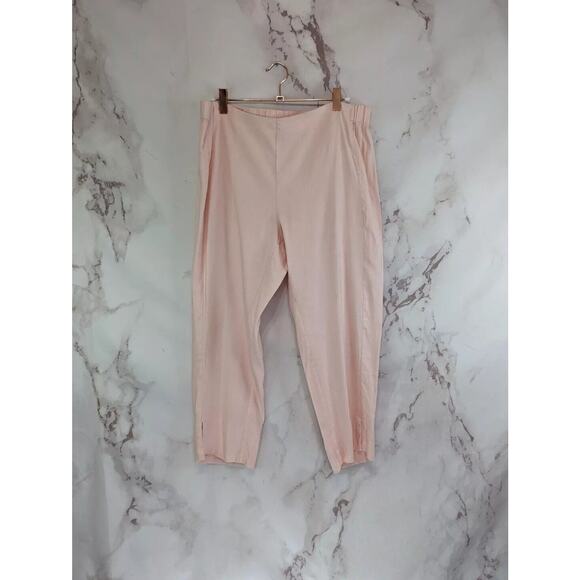 J Jill Pant Women Medium Petite Pink Linen Pull On Minimal Crop Capri Elastic - Picture 1 of 9